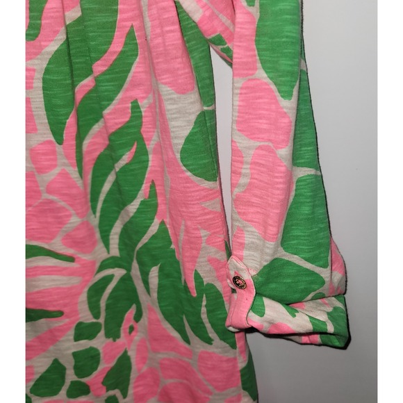 Lilly Pulitzer Tropical Smocked Blouse S Cotton 3/4 Sleeves Resort Beachy Preppy - Picture 3 of 6